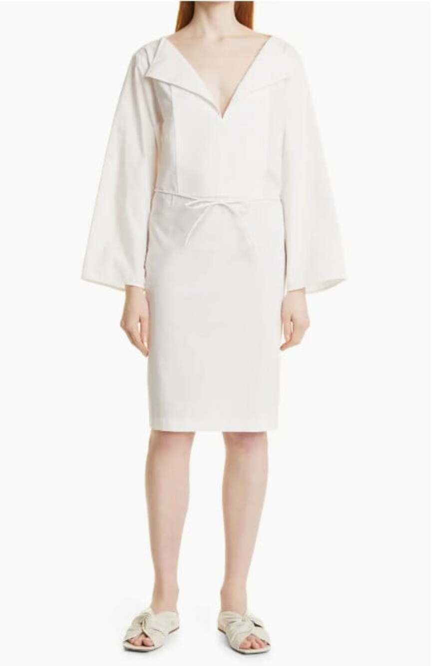 By Malene Birger Baltimores Size 6 Tinted White Long Sleeve Organic Cotton Dress